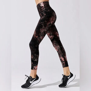 NWT CARBON38 Art Foil High Rise 7/8 Legging Black and Pink Size XS